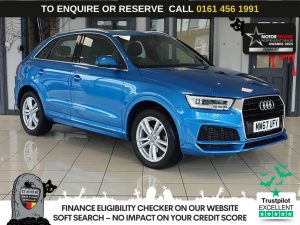 Used 2017 BLUE AUDI Q3 SUV 1.4 TFSI CoD S line Edition SUV 5dr Petrol S Tronic Euro 6 (s/s) (150 ps) (reg. 2017-12-18) for sale in Wilmslow