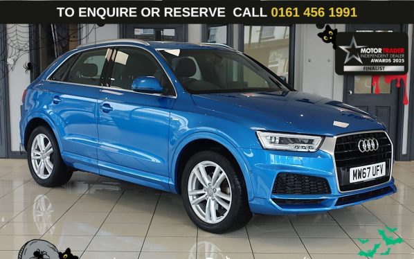 Used 2017 BLUE AUDI Q3 SUV 1.4 TFSI CoD S line Edition SUV 5dr Petrol S Tronic Euro 6 (s/s) (150 ps) (reg. 2017-12-18) for sale in Wilmslow