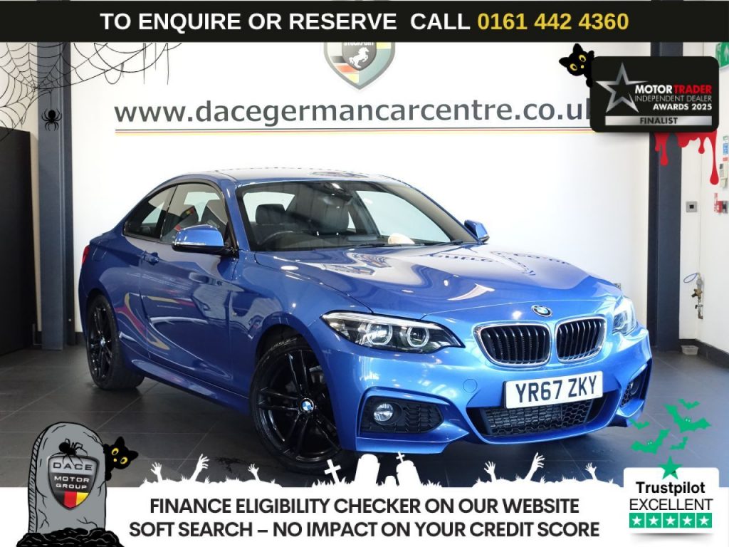 Used 2017 BLUE BMW 2 SERIES Coupe 2.0 218d M Sport Coupe 2dr Diesel Auto Euro 6 (s/s) (150 ps) (reg. 2017-09-28) for sale in Altrincham