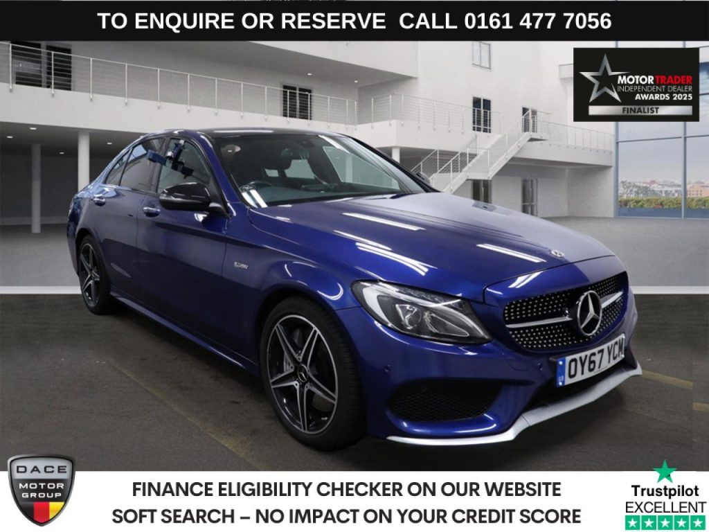 Used 2017 BLUE MERCEDES-BENZ C-CLASS Saloon 3.0 C43 V6 AMG (Premium) Saloon 4dr Petrol G-Tronic+ 4MATIC Euro 6 (s/s) (367 ps) (reg. 2017-10-24) for sale in Stockport