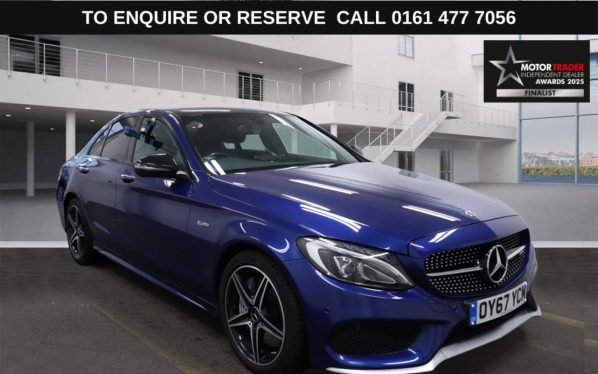 Used 2017 BLUE MERCEDES-BENZ C-CLASS Saloon 3.0 C43 V6 AMG (Premium) Saloon 4dr Petrol G-Tronic+ 4MATIC Euro 6 (s/s) (367 ps) (reg. 2017-10-24) for sale in Stockport