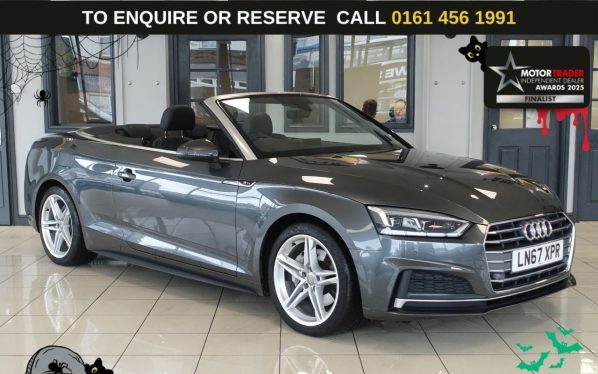 Used 2017 GREY AUDI A5 CABRIOLET Convertible 2.0 TDI S line Convertible 2dr Diesel S Tronic Euro 6 (s/s) (190 ps) (reg. 2017-09-01) for sale in Wilmslow