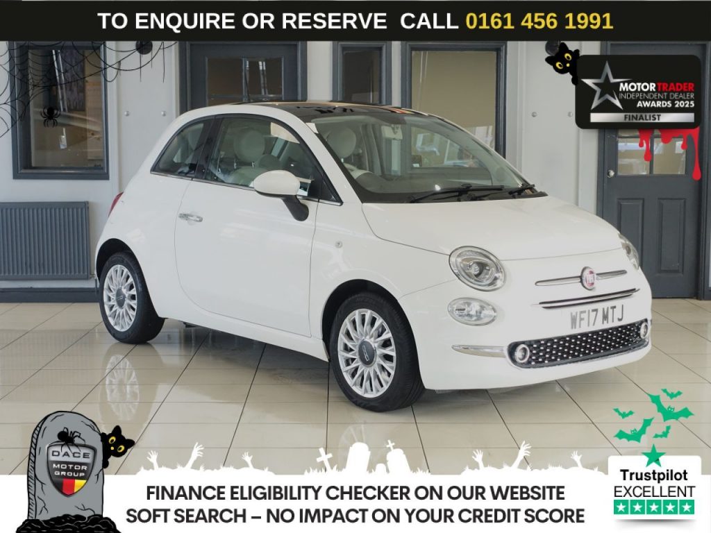 Used 2017 WHITE FIAT 500 Hatchback 1.2 Lounge Hatchback 3dr Petrol Dualogic Euro 6 (s/s) (69 bhp) (reg. 2017-03-31) for sale in Wilmslow