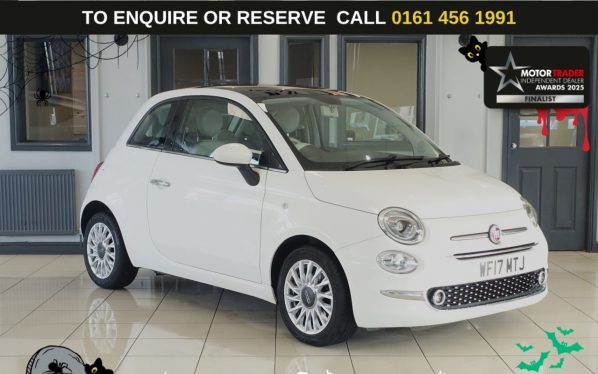 Used 2017 WHITE FIAT 500 Hatchback 1.2 Lounge Hatchback 3dr Petrol Dualogic Euro 6 (s/s) (69 bhp) (reg. 2017-03-31) for sale in Wilmslow