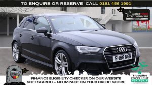 Used 2018 BLACK AUDI A3 Hatchback 1.0 TFSI 30 S line Sportback 5dr Petrol Manual Euro 6 (s/s) (116 ps) (reg. 2018-11-30) for sale in Wilmslow