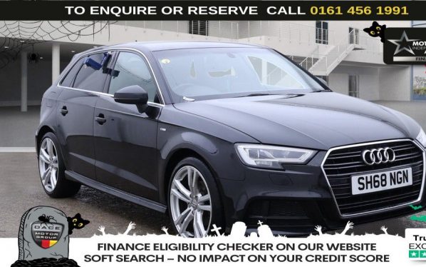 Used 2018 BLACK AUDI A3 Hatchback 1.0 TFSI 30 S line Sportback 5dr Petrol Manual Euro 6 (s/s) (116 ps) (reg. 2018-11-30) for sale in Wilmslow