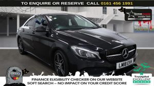 Used 2018 BLACK MERCEDES-BENZ CLA Saloon 1.6 CLA180 AMG Line Coupe 4dr Petrol 7G-DCT Euro 6 (s/s) (122 ps) (reg. 2018-04-24) for sale in Wilmslow