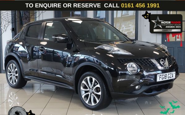 Used 2018 BLACK NISSAN JUKE SUV 1.2 DIG-T Tekna SUV 5dr Petrol Manual Euro 6 (s/s) (115 ps) (reg. 2018-03-29) for sale in Wilmslow