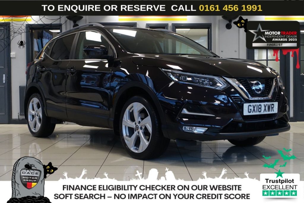 Used 2018 BLACK NISSAN QASHQAI SUV 1.2 DIG-T Tekna SUV 5dr Petrol Manual Euro 6 (s/s) (115 ps) (reg. 2018-03-23) for sale in Wilmslow