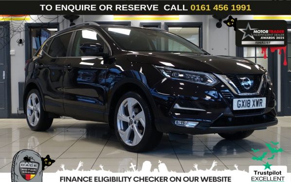 Used 2018 BLACK NISSAN QASHQAI SUV 1.2 DIG-T Tekna SUV 5dr Petrol Manual Euro 6 (s/s) (115 ps) (reg. 2018-03-23) for sale in Wilmslow