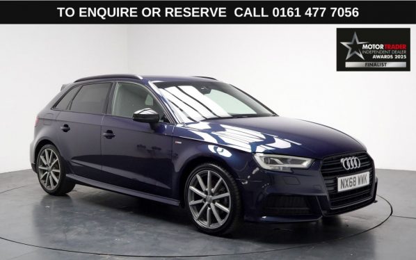 Used 2018 BLUE AUDI A3 Hatchback 1.5 TFSI CoD 35 Black Edition Sportback 5dr Petrol Manual Euro 6 (s/s) (150 ps) (reg. 2018-09-06) for sale in Stockport