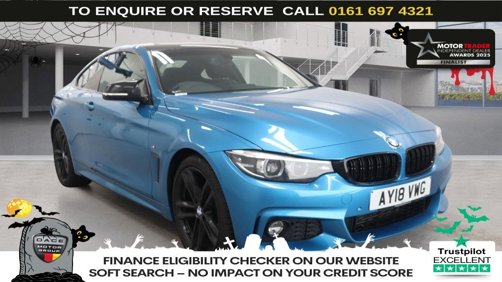 Used 2018 BLUE BMW 4 SERIES Coupe 2.0 420d M Sport Coupe 2dr Diesel Auto Euro 6 (s/s) (190 ps) (reg. 2018-04-30) for sale in Manchester
