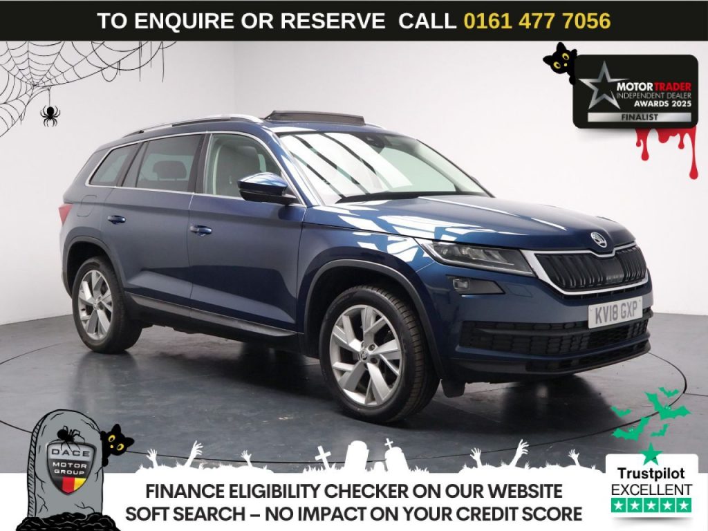 Used 2018 BLUE SKODA KODIAQ SUV 2.0 TSI Edition SUV 5dr Petrol DSG 4WD Euro 6 (s/s) (7 Seat) (180 ps) (reg. 2018-04-01) for sale in Stockport