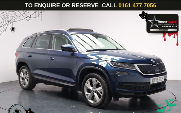 Used 2018 BLUE SKODA KODIAQ SUV 2.0 TSI Edition SUV 5dr Petrol DSG 4WD Euro 6 (s/s) (7 Seat) (180 ps) (reg. 2018-04-01) for sale in Stockport