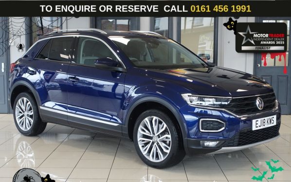Used 2018 BLUE VOLKSWAGEN T-ROC SUV 1.5 TSI EVO SEL SUV 5dr Petrol Manual Euro 6 (s/s) (150 ps) (reg. 2018-04-27) for sale in Wilmslow