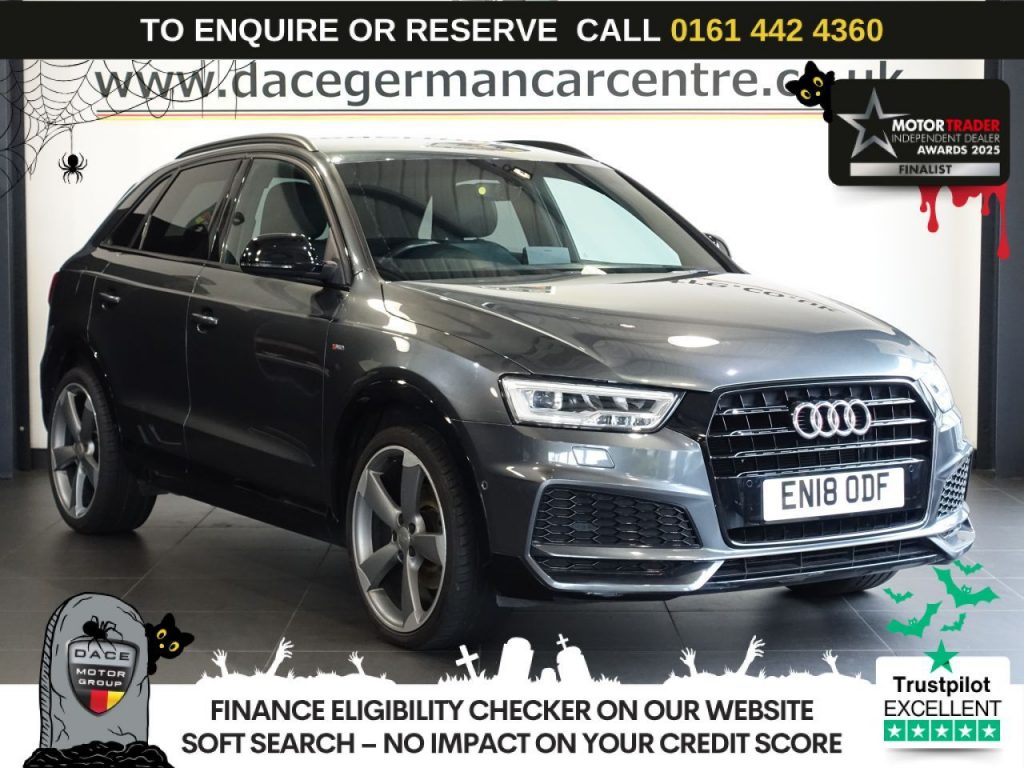 Used 2018 GREY AUDI Q3 SUV 1.4 TFSI CoD Black Edition SUV 5dr Petrol S Tronic Euro 6 (s/s) (150 ps) (reg. 2018-06-30) for sale in Altrincham