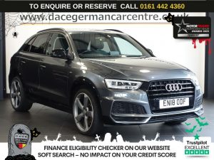 Used 2018 GREY AUDI Q3 SUV 1.4 TFSI CoD Black Edition SUV 5dr Petrol S Tronic Euro 6 (s/s) (150 ps) (reg. 2018-06-30) for sale in Altrincham