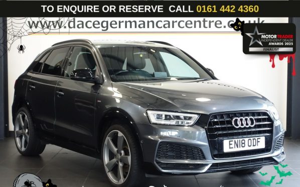 Used 2018 GREY AUDI Q3 SUV 1.4 TFSI CoD Black Edition SUV 5dr Petrol S Tronic Euro 6 (s/s) (150 ps) (reg. 2018-06-30) for sale in Altrincham