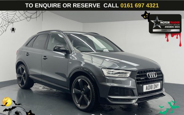 Used 2018 GREY AUDI Q3 SUV 2.0 TFSI Black Edition SUV 5dr Petrol S Tronic quattro Euro 6 (s/s) (180 ps) (reg. 2018-03-25) for sale in Manchester