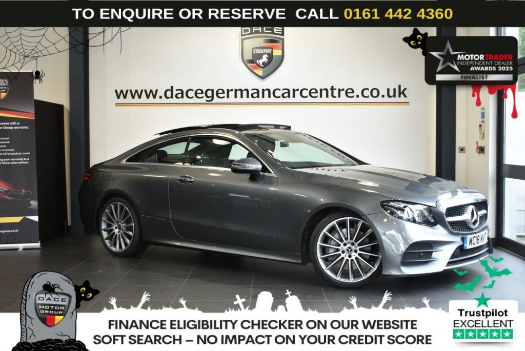 Used 2018 GREY MERCEDES-BENZ E-CLASS Coupe 2.0 E300 AMG Line (Premium Plus) Coupe 2dr Petrol G-Tronic+ Euro 6 (s/s) (245 ps) (reg. 2018-07-23) for sale in Altrincham