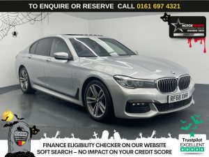 Used 2018 SILVER BMW 7 SERIES Saloon 3.0 740d M Sport Saloon 4dr Diesel Auto xDrive Euro 6 (s/s) (320 ps) (reg. 2018-12-28) for sale in Manchester