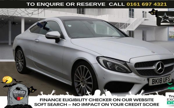 Used 2018 SILVER MERCEDES-BENZ C-CLASS Coupe 2.1 C220d AMG Line (Premium) Coupe 2dr Diesel G-Tronic+ Euro 6 (s/s) (170 ps) (reg. 2018-06-29) for sale in Manchester