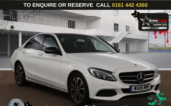 Used 2018 WHITE MERCEDES-BENZ C-CLASS Saloon 2.1 C220d Sport (Premium) Saloon 4dr Diesel G-Tronic+ Euro 6 (s/s) (170 ps) £1775 EXTRAS (reg. 2018-04-30) for sale in Altrincham