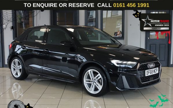 Used 2019 BLACK AUDI A1 Hatchback 1.0 TFSI 30 S line Sportback 5dr Petrol Manual Euro 6 (s/s) (116 ps) (reg. 2019-02-12) for sale in Wilmslow