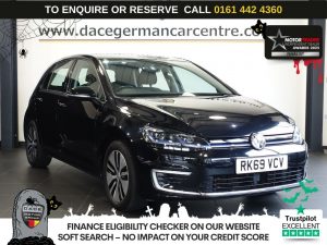 Used 2019 BLACK VOLKSWAGEN E-GOLF Hatchback 35.8kWh e-Golf Hatchback 5dr Electric Auto (136 ps) (reg. 2019-09-02) for sale in Altrincham