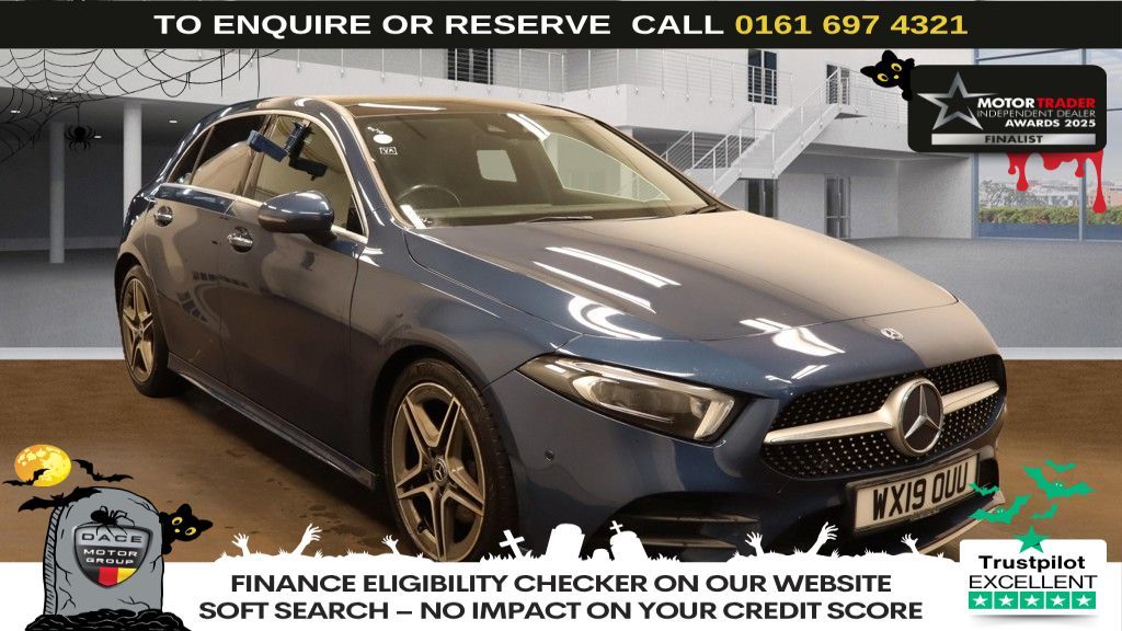 Used 2019 BLUE MERCEDES-BENZ A-CLASS Hatchback 1.5 A180d AMG Line (Premium Plus) Hatchback 5dr Diesel 7G-DCT Euro 6 (s/s) (116 ps) (reg. 2019-03-01) for sale in Manchester