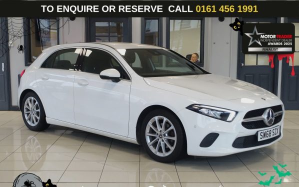 Used 2019 WHITE MERCEDES-BENZ A-CLASS Hatchback 1.5 A180d Sport (Executive) Hatchback 5dr Diesel 7G-DCT Euro 6 (s/s) (116 ps) (reg. 2019-01-01) for sale in Wilmslow