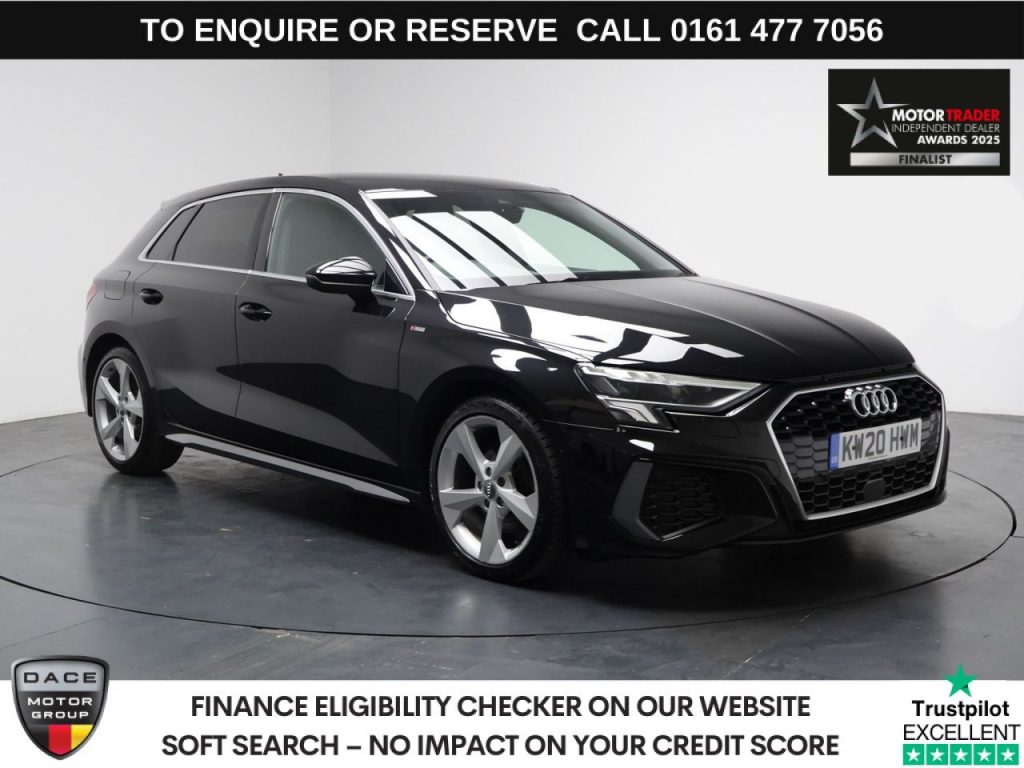 Used 2020 BLACK AUDI A3 Hatchback 1.5 TFSI 35 S line Sportback 5dr Petrol Manual Euro 6 (s/s) (150 ps) (reg. 2020-08-24) for sale in Stockport