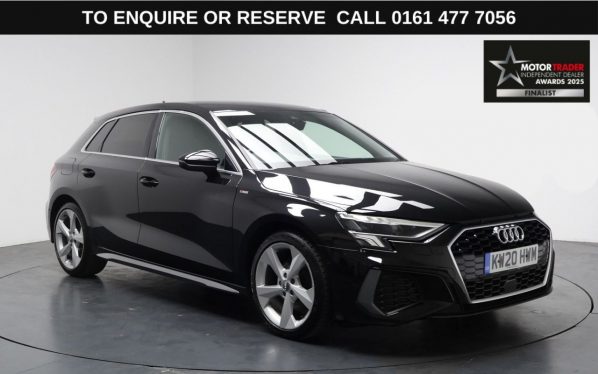 Used 2020 BLACK AUDI A3 Hatchback 1.5 TFSI 35 S line Sportback 5dr Petrol Manual Euro 6 (s/s) (150 ps) (reg. 2020-08-24) for sale in Stockport