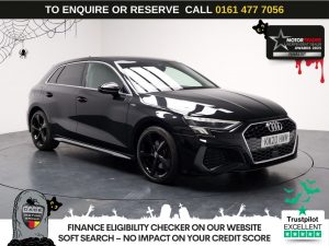 Used 2020 BLACK AUDI A3 Hatchback 1.5 TFSI 35 S line Sportback 5dr Petrol Manual Euro 6 (s/s) (150 ps) (reg. 2020-08-24) for sale in Stockport