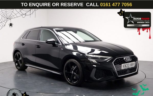 Used 2020 BLACK AUDI A3 Hatchback 1.5 TFSI 35 S line Sportback 5dr Petrol Manual Euro 6 (s/s) (150 ps) (reg. 2020-08-24) for sale in Stockport