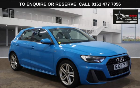 Used 2020 BLUE AUDI A1 Hatchback 1.0 TFSI 30 S line Sportback 5dr Petrol Manual Euro 6 (s/s) (116 ps) (reg. 2020-03-19) for sale in Stockport