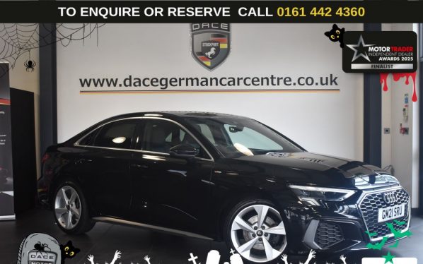 Used 2021 BLACK AUDI A3 Saloon 1.5 TFSI 35 S line Saloon 4dr Petrol S Tronic Euro 6 (s/s) (150 ps) (reg. 2021-06-29) for sale in Altrincham