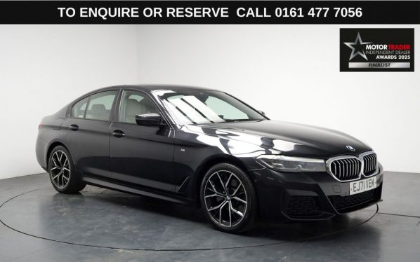 Used 2021 BLACK BMW 5 SERIES Saloon 2.0 520d MHT M Sport Saloon 4dr Diesel Hybrid Steptronic Euro 6 (s/s) (190 ps) (reg. 2021-12-30) for sale in Stockport