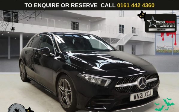 Used 2021 BLACK MERCEDES-BENZ A-CLASS Hatchback 1.3 A200 AMG Line Hatchback 5dr Petrol 7G-DCT Euro 6 (s/s) (163 ps) (reg. 2021-04-30) for sale in Altrincham