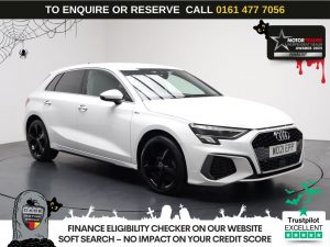 Used 2021 WHITE AUDI A3 Hatchback 1.4 TFSIe 40 S line Sportback 5dr Petrol Plug-in Hybrid S Tronic Euro 6 (s/s) 13kWh (204 ps) (reg. 2021-08-10) for sale in Stockport