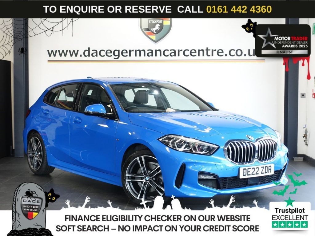 Used 2022 BLUE BMW 1 SERIES Hatchback 1.5 118i M Sport (LCP) Hatchback 5dr Petrol DCT Euro 6 (s/s) (136 ps) (reg. 2022-06-23) for sale in Altrincham