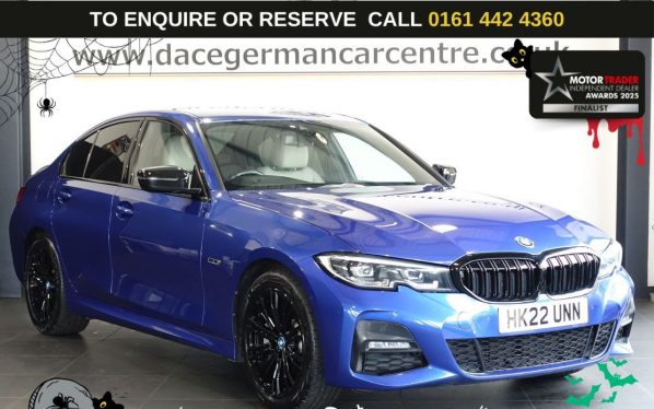 Used 2022 BLUE BMW 3 SERIES Saloon 2.0 330e 12kWh M Sport Saloon 4dr Petrol Plug-in Hybrid Auto Euro 6 (s/s) (292 ps) (reg. 2022-06-15) for sale in Altrincham