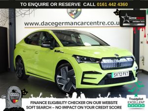 Used 2022 GREEN SKODA ENYAQ SUV 82kWh vRS Coupe 5dr Electric Auto 4WD (DC135kW) (299 ps) (reg. 2022-12-07) for sale in Altrincham
