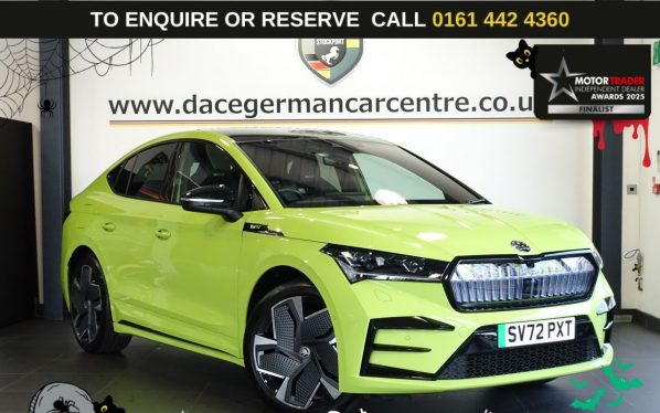 Used 2022 GREEN SKODA ENYAQ SUV 82kWh vRS Coupe 5dr Electric Auto 4WD (DC135kW) (299 ps) (reg. 2022-12-07) for sale in Altrincham