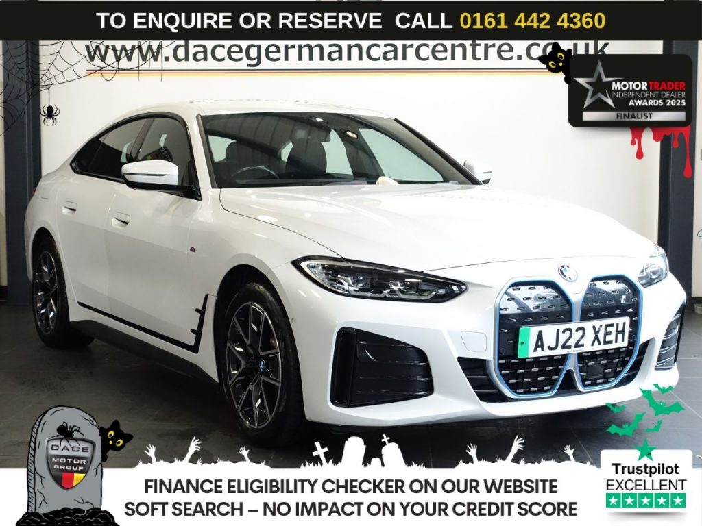 Used 2022 WHITE BMW I4 Hatchback 40 83.9kWh M Sport Gran Coupe 5dr Electric Auto eDrive (340 ps) (reg. 2022-08-22) for sale in Altrincham
