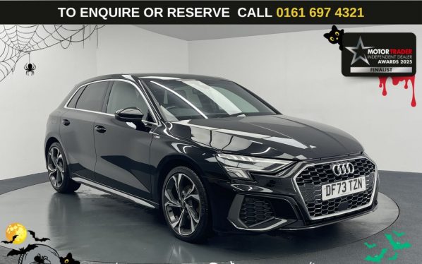 Used 2023 BLACK AUDI A3 Hatchback 1.0 TFSI 30 S line Sportback 5dr Petrol S Tronic Euro 6 (s/s) (110 ps) (reg. 2023-12-29) for sale in Manchester