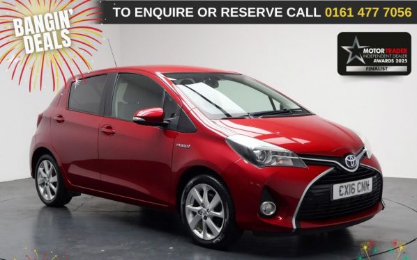 Used 2016 RED TOYOTA YARIS Hatchback 1.5 VVT-h Excel Hatchback 5dr Petrol Hybrid E-CVT Euro 6 (15in Alloy) (101 ps) (reg. 2016-03-24) for sale in Stockport
