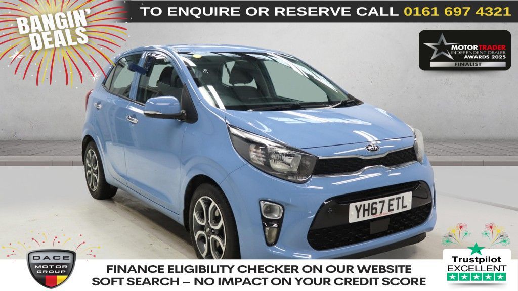 Used 2017 BLUE KIA PICANTO Hatchback 1.25 3 Hatchback 5dr Petrol Auto Euro 6 (83 bhp) (reg. 2017-09-29) for sale in Manchester