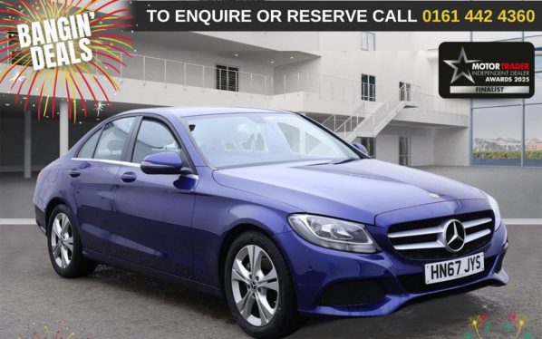 Used 2017 BLUE MERCEDES-BENZ C-CLASS Saloon 2.1 C220d SE Executive Edition Saloon 4dr Diesel G-Tronic+ Euro 6 (s/s) (170 ps) (reg. 2017-10-31) for sale in Altrincham