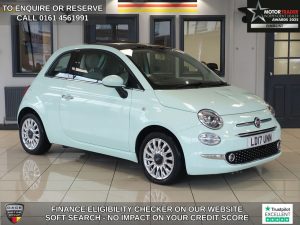 Used 2017 GREEN FIAT 500 Hatchback 1.2 Lounge Hatchback 3dr Petrol Manual Euro 6 (s/s) (69 bhp) (reg. 2017-03-30) for sale in Wilmslow